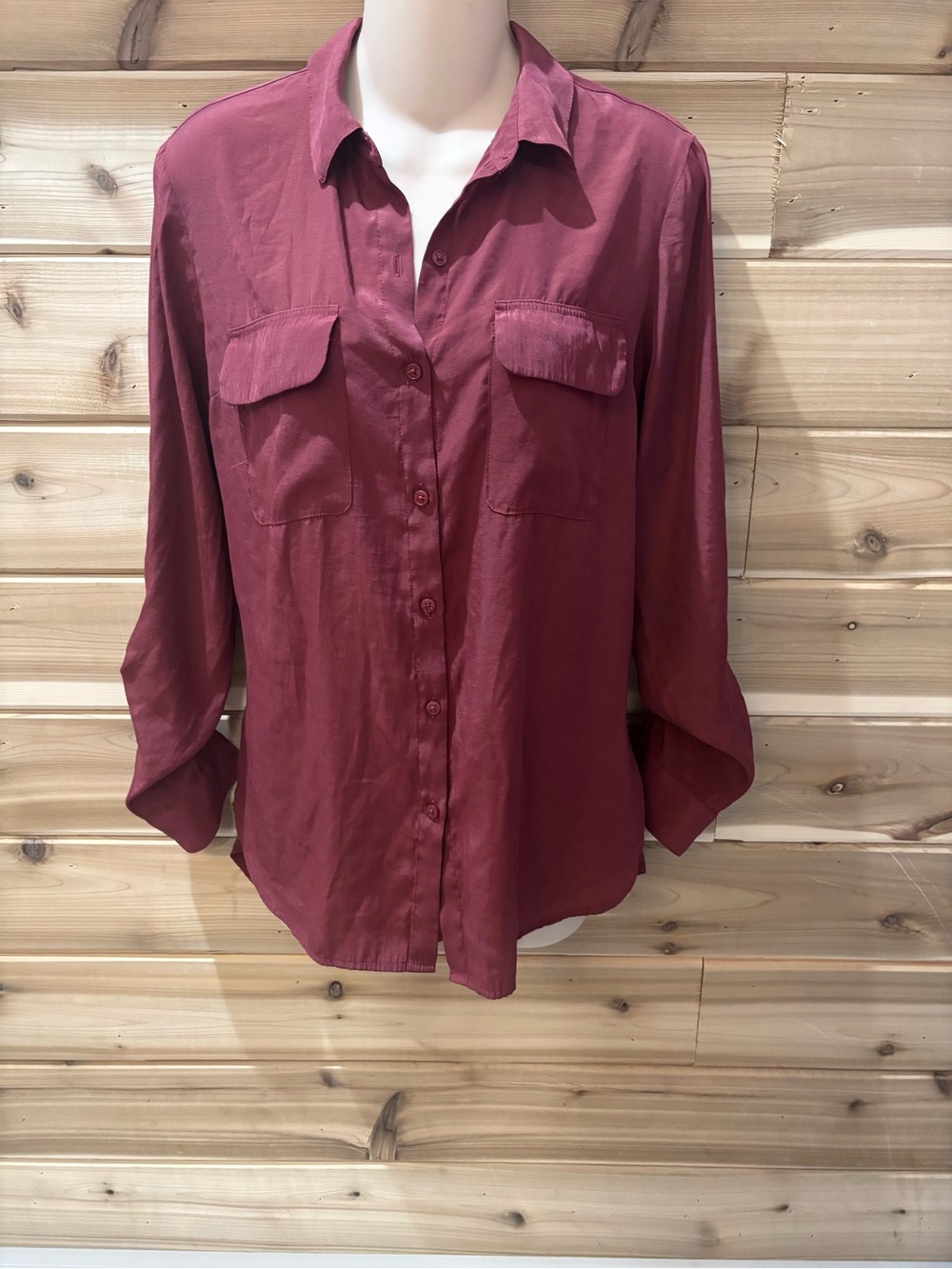 Express Button-Front Blouse in Mauve